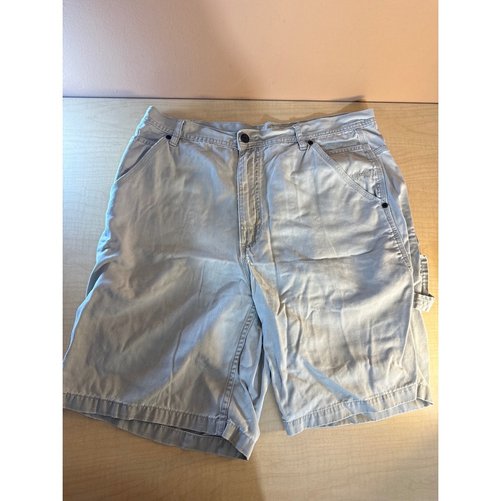 Cherokee Khakis Mens Size 34 Carpenter Shorts Tan Cotton Utility Hammer‎ Loop